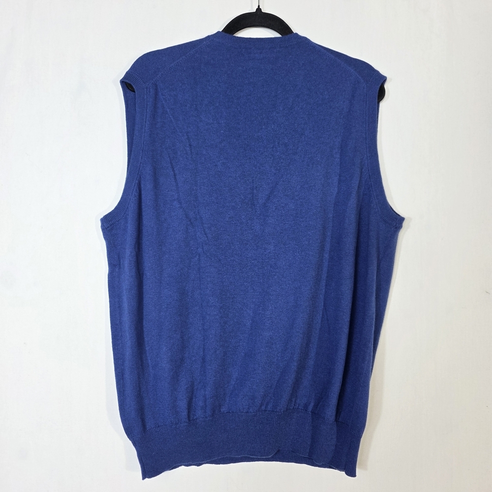 Peter Millar V-Neck  knitted cotton and cashmere blend Blue Sweater Vest - Picture 8 of 11